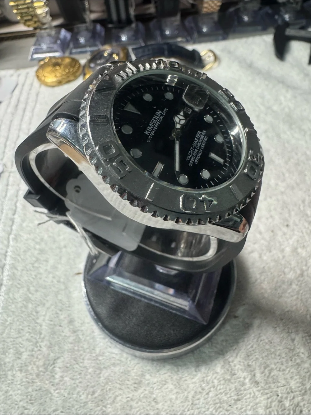 Kimsdun Yacht-Master Men's Black and Silver Watch